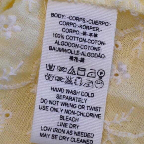 Free People, Butter Yellow, Down From the Clouds, Eyelet Long Sleeve Button Top - Picture 7 of 7